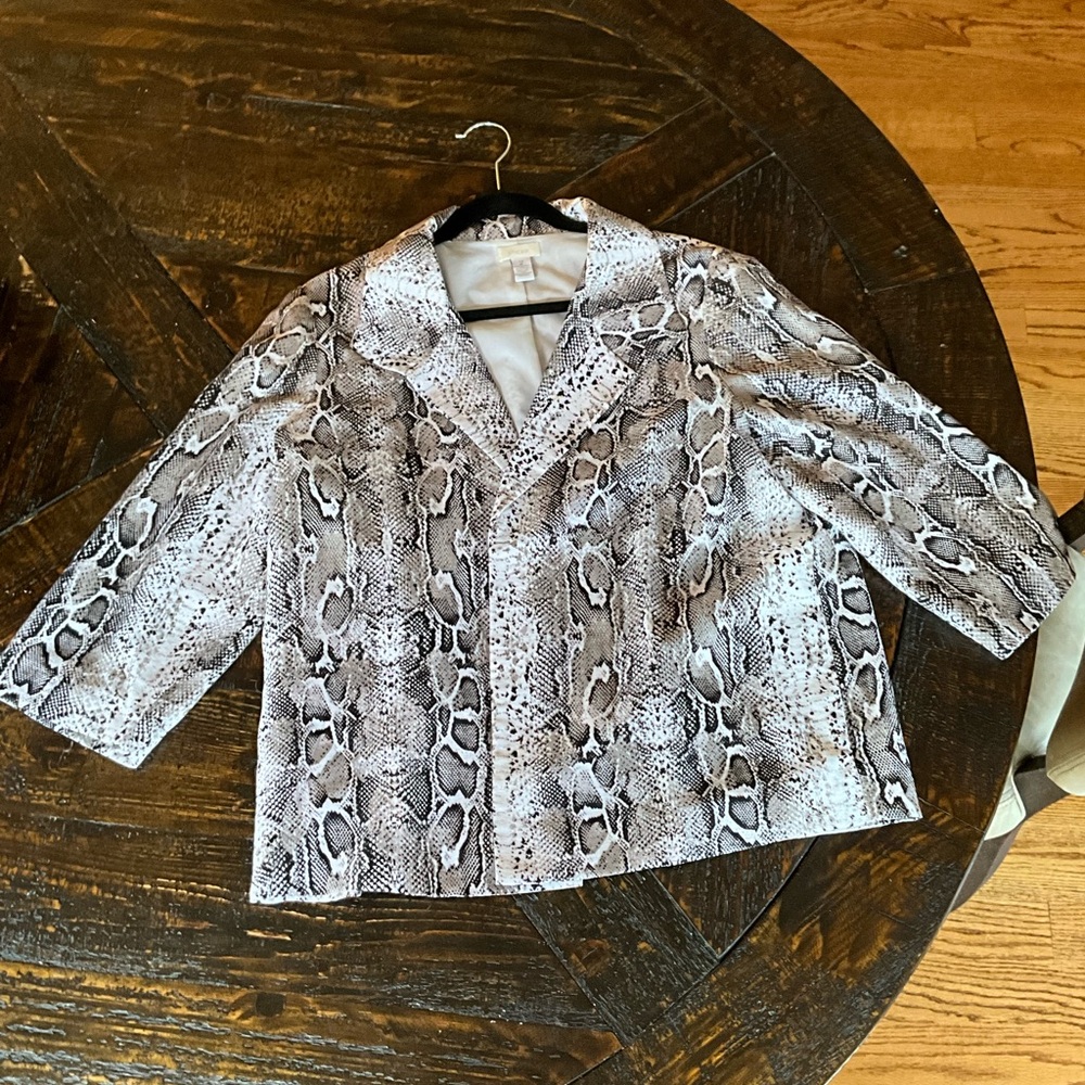 Chico's Gray Snake Print Blazer